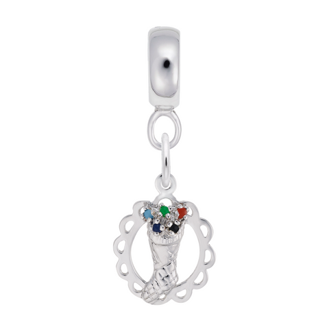 Christmas Stocking Charm Dangle Bead In Sterling Silver