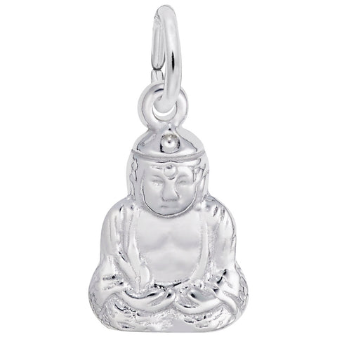 Buddha Charm In 14K White Gold