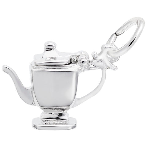 Teapot Charm In 14K White Gold