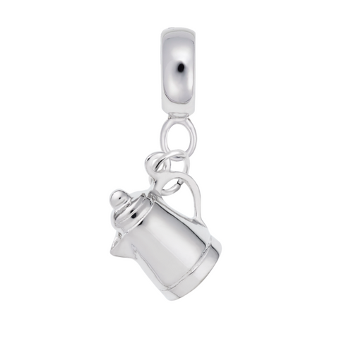 Coffee Pot Charm Dangle Bead In Sterling Silver