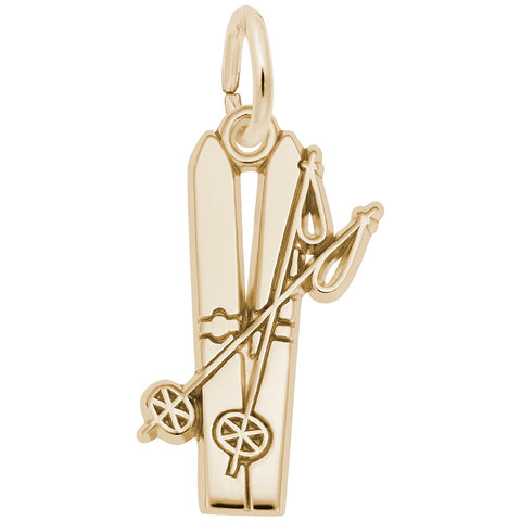 Skis Charm in Yellow Gold Plated