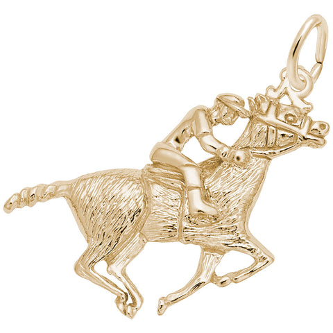 Horse,Rider Charm in Yellow Gold Plated