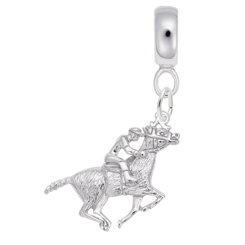 Horse,Rider Charm Dangle Bead In Sterling Silver