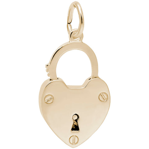 Lock, Heart Charm in Yellow Gold Plated
