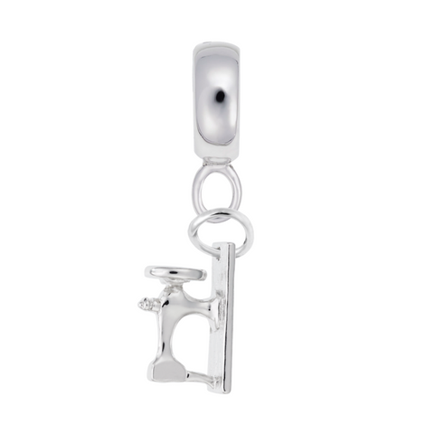 Sewing Machine Charm Dangle Bead In Sterling Silver