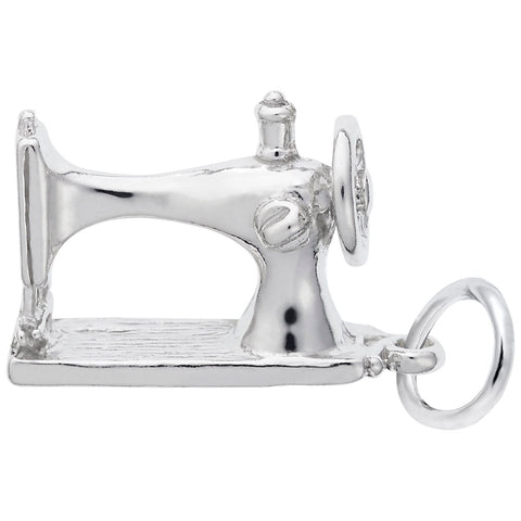 Sewing Machine Charm In 14K White Gold
