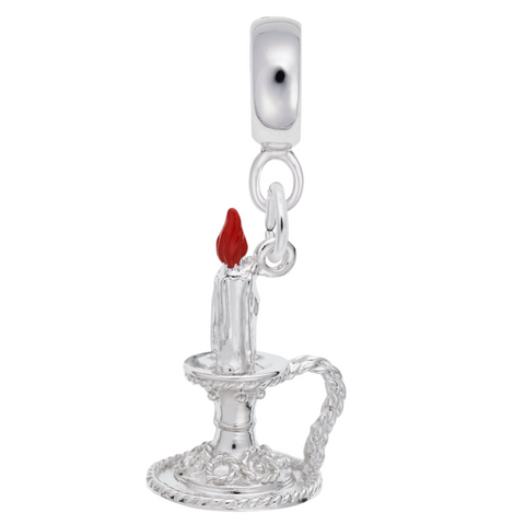 Candle Charm Dangle Bead In Sterling Silver