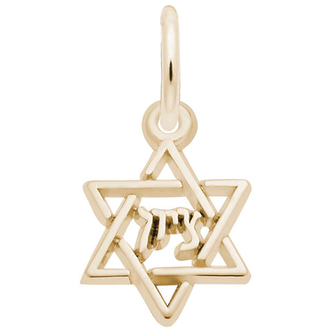 Star Of David Charm in Yellow Gold Plated