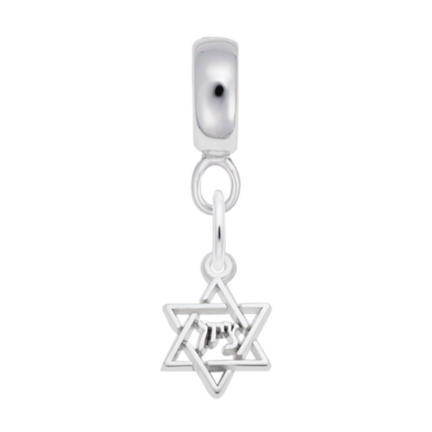 Star Of David Charm Dangle Bead In Sterling Silver