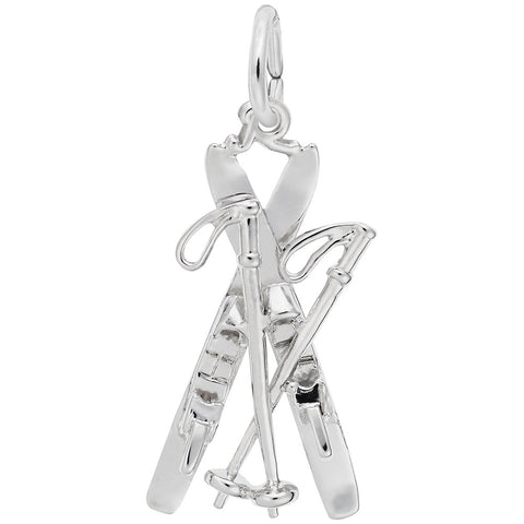 Skis Charm In Sterling Silver