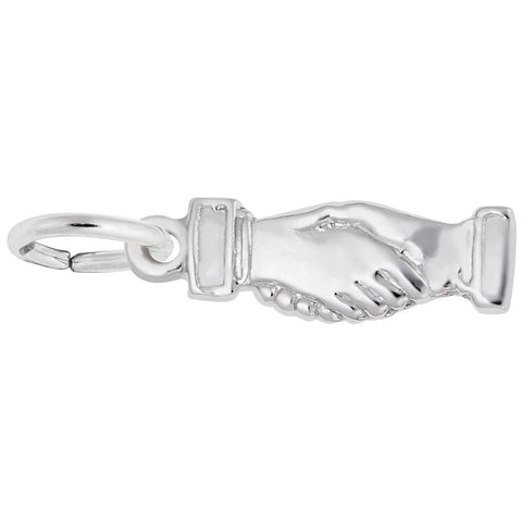 Clasped Hands Charm In 14K White Gold