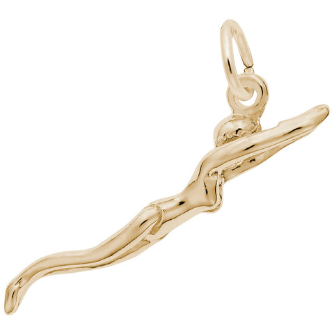 Female Swimmer Charm In Yellow Gold