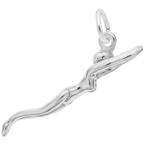 Female Swimmer Charm In Sterling Silver