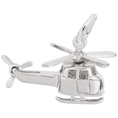 Helicopter Charm In 14K White Gold