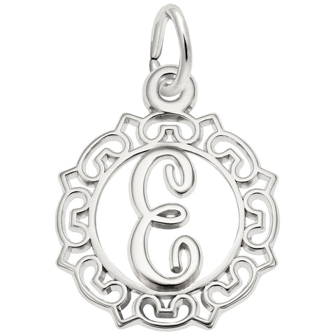 Initial E Charm In Sterling Silver