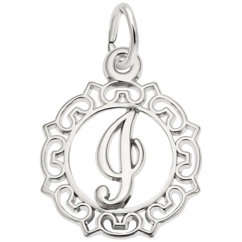 Initial I Charm In 14K White Gold