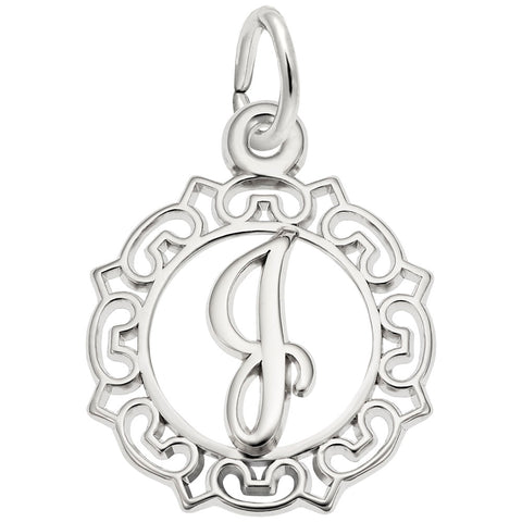 Initial J Charm In Sterling Silver