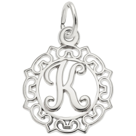 Initial K Charm In Sterling Silver