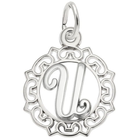 Initial U Charm In Sterling Silver