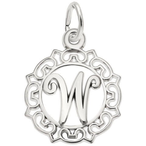 Initial W Charm In Sterling Silver