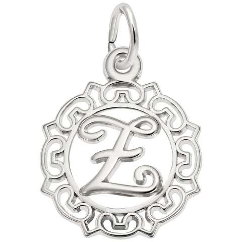 Initial Z Charm In Sterling Silver
