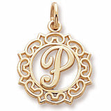 Initial P charm in 14K Yellow Gold