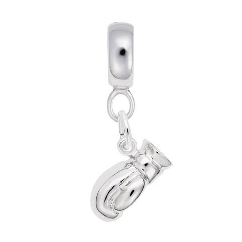 Boxing Glove Charm Dangle Bead In Sterling Silver