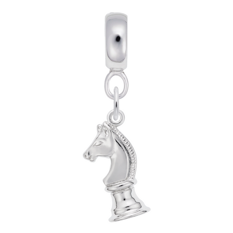 Chess Knight Charm Dangle Bead In Sterling Silver