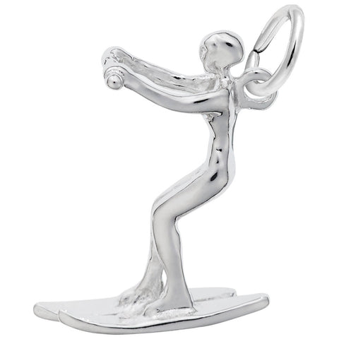 Water Skier Charm In Sterling Silver