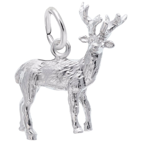 Elk Charm In Sterling Silver