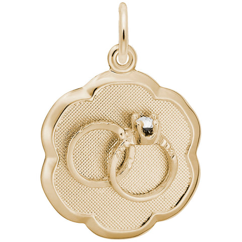 Wedding Rings Disc Charm in Yellow Gold Plated