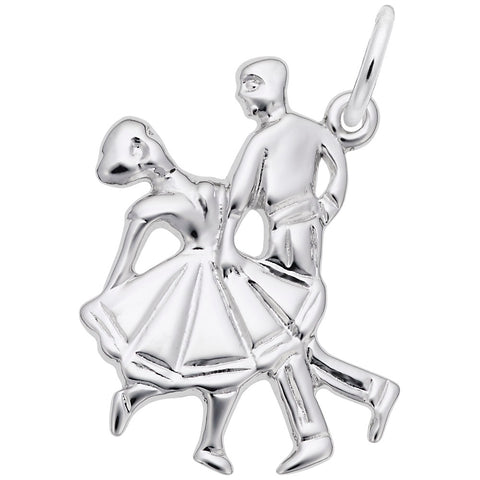 Square Dancers Charm In Sterling Silver