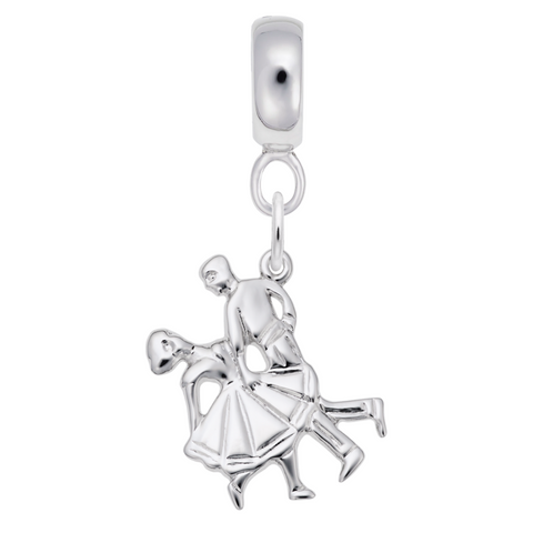 Square Dancers Charm Dangle Bead In Sterling Silver