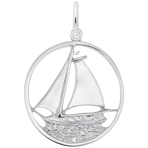 Sail Boat Charm In Sterling Silver