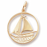 Sail Boat Charm in 10k Yellow Gold