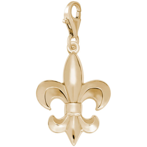Fleur De Lis Charm in Yellow Gold Plated