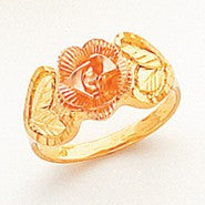 10k Tri-color Black Hills Gold Womens Rose Ring
