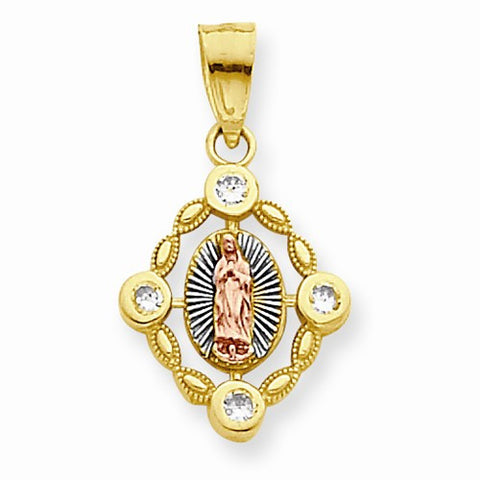 10k Gold Small Two-tone Our Lady of Guadalupe Pendant, Pendants for Necklace