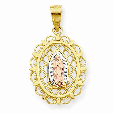 10k Gold Two-tone Our Lady of Guadalupe pendant, Delightful Pendants for Necklace
