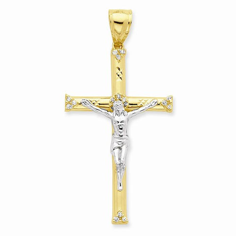 10k Yellow Gold CZ Crucifix pendant, Dazzling Pendants for Necklace