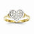 10k Yellow Gold & Rhodium CZ Heart Ring