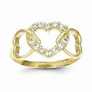 10k Yellow Gold CZ Heart Ring