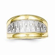 10k Yellow Gold & Rhodium Greek Key Ring