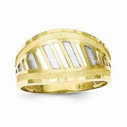 10k Yellow Gold & Rhodium Diamond-Cut Ring