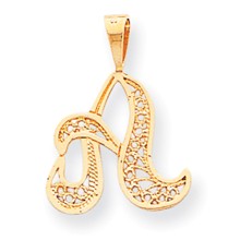 10k Yellow Gold SCRIPT Initial A Charm hide-image