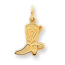 10k Yellow Gold Solid Polished Cowboy Boot Charm hide-image