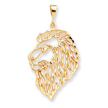 10k Yellow Gold Solid Diamond-cut Lions Head Charm hide-image