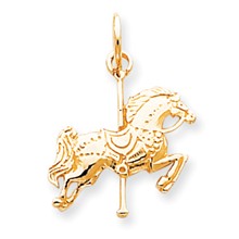 10k Yellow Gold Solid Satin Carousel Horse Charm hide-image