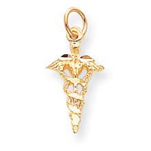 10k Yellow Gold Solid Caduceus Charm hide-image