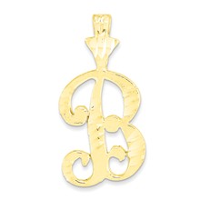 10k Yellow Gold Diamond-cut Grooved Initial B Charm hide-image